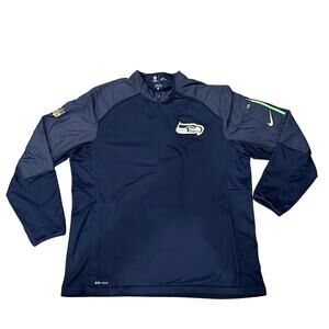 Nike Men's NFL Seahawks Dri FIT Quarter Zip Pullover Navy Size XL